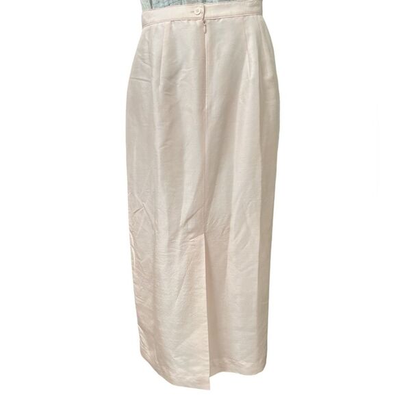Lord & Taylor Petal Pastel Pink 100% Silk Maxi Pencil Skirt Size 16 Quiet Luxury - Picture 3 of 4
